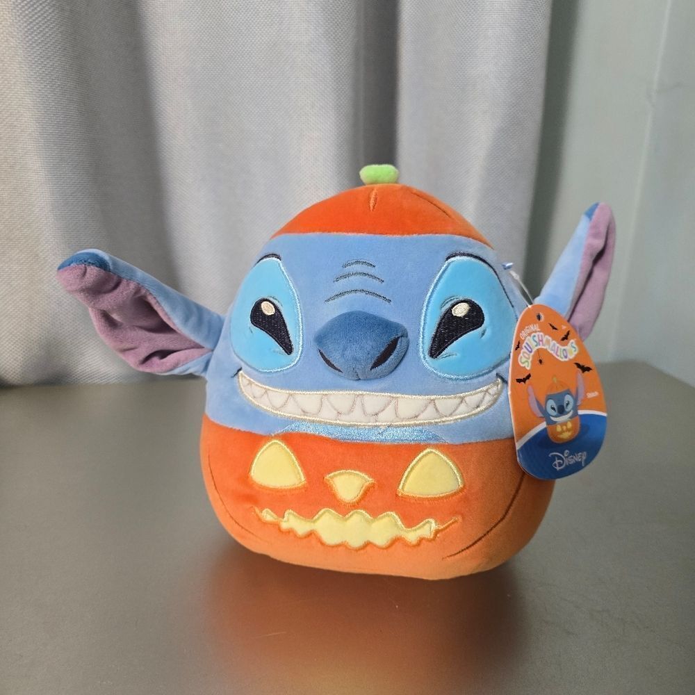 2025 Halloween Squishmallows Disney Stitch dressed as a Pumpkin Jack-O-Latern 8"